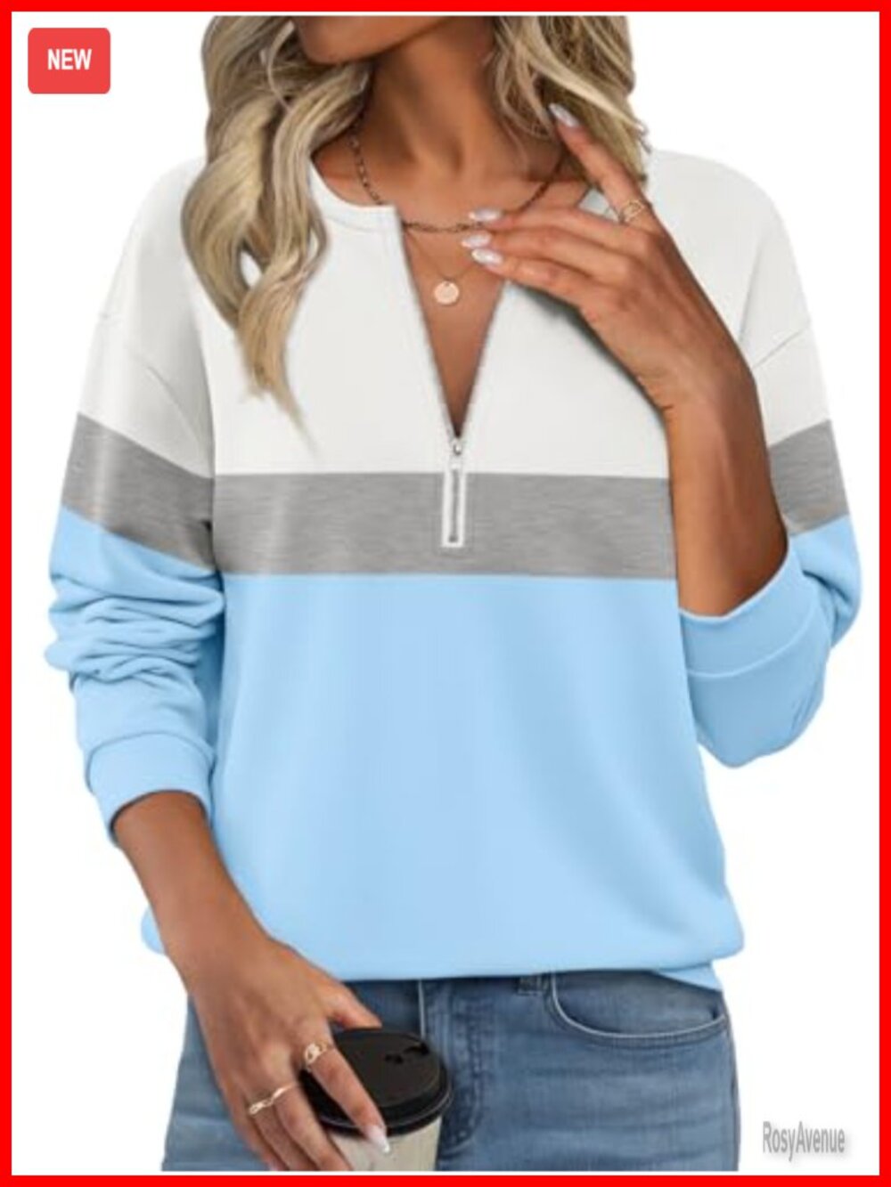 Half Zip Fleece Lined Pullover Sweatshirt Long Sleeve Color Block